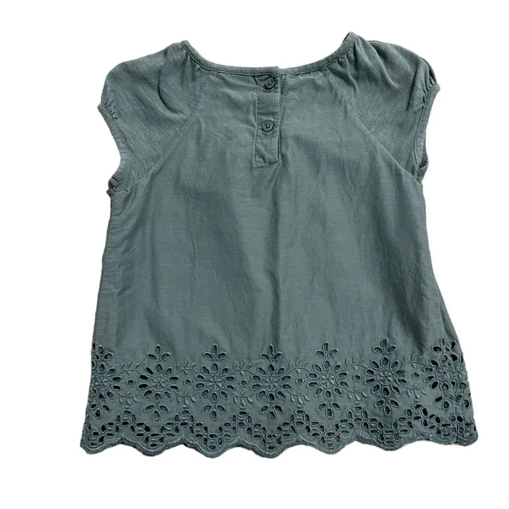 Baby Gap 4Y Green Eyelet Blouse Shirt